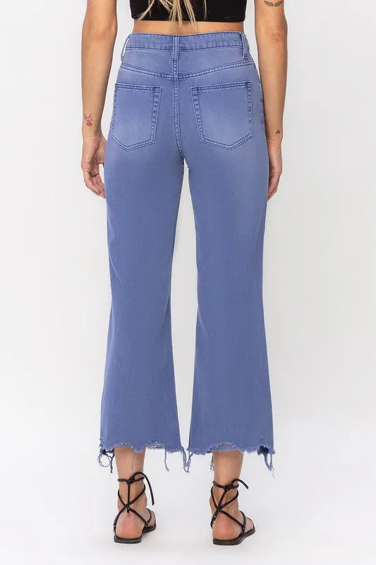 90's Vintage Crop Flare Jeans in Indigo