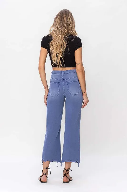 90's Vintage Crop Flare Jeans in Indigo