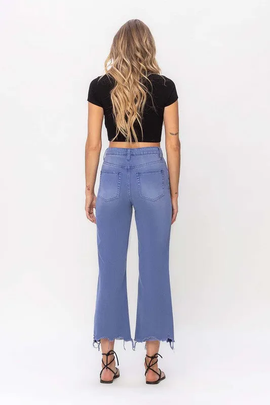 90's Vintage Crop Flare Jeans in Indigo