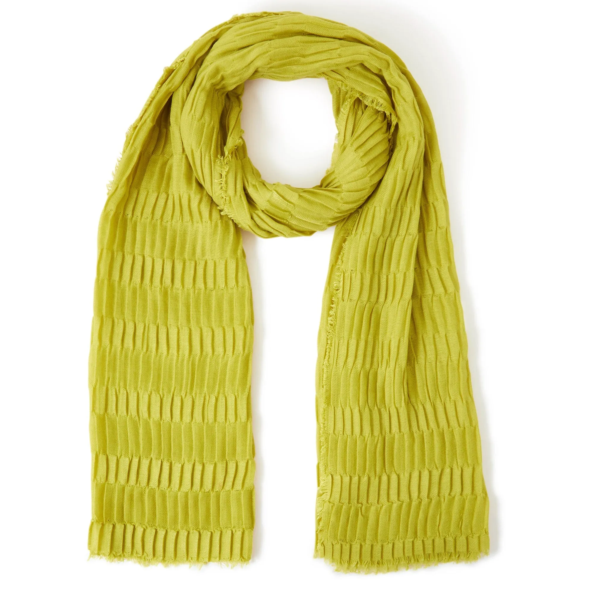 Accessorize London Women's Yellow Textured Pleat Scarf