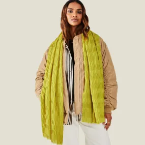 Accessorize London Women's Yellow Textured Pleat Scarf