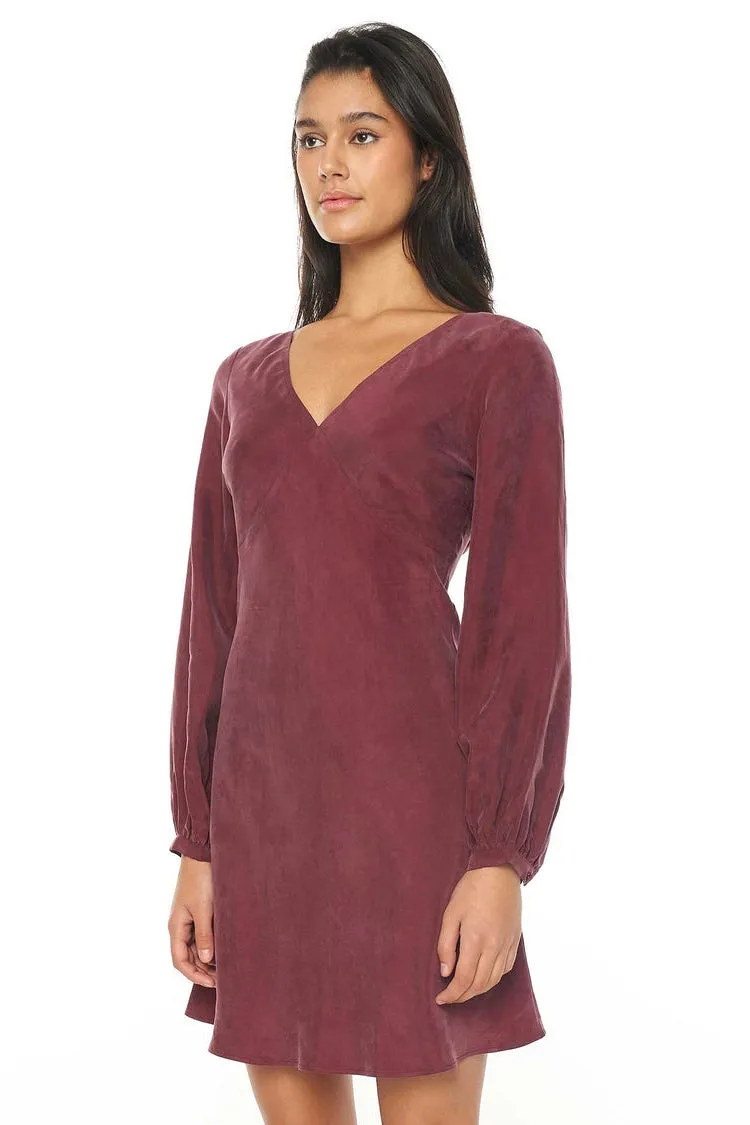 Alix Dark Cherry LS Mini Shift Dress