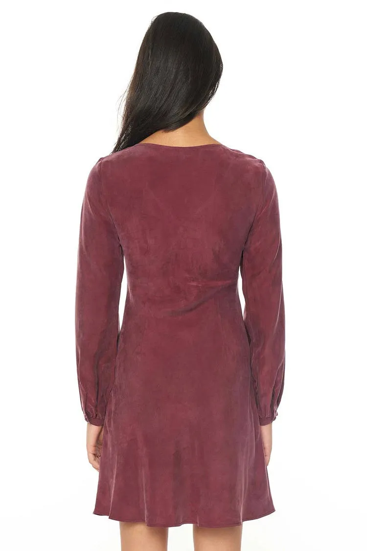 Alix Dark Cherry LS Mini Shift Dress