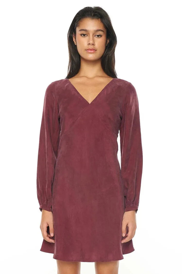 Alix Dark Cherry LS Mini Shift Dress