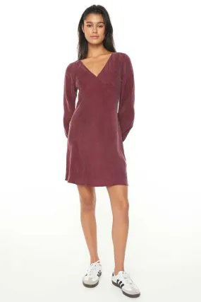 Alix Dark Cherry LS Mini Shift Dress