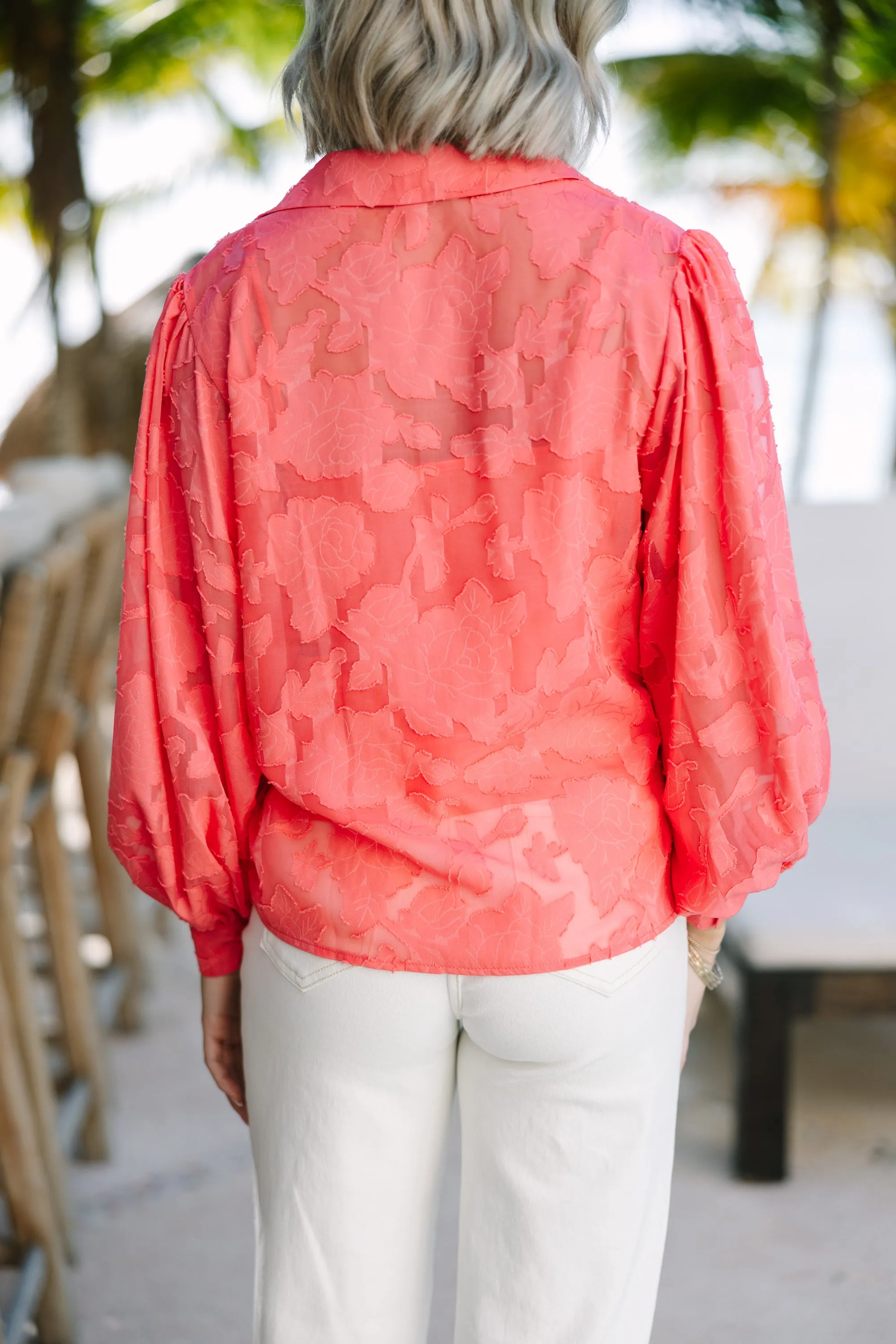 All In The Details Pink Textured Blouse