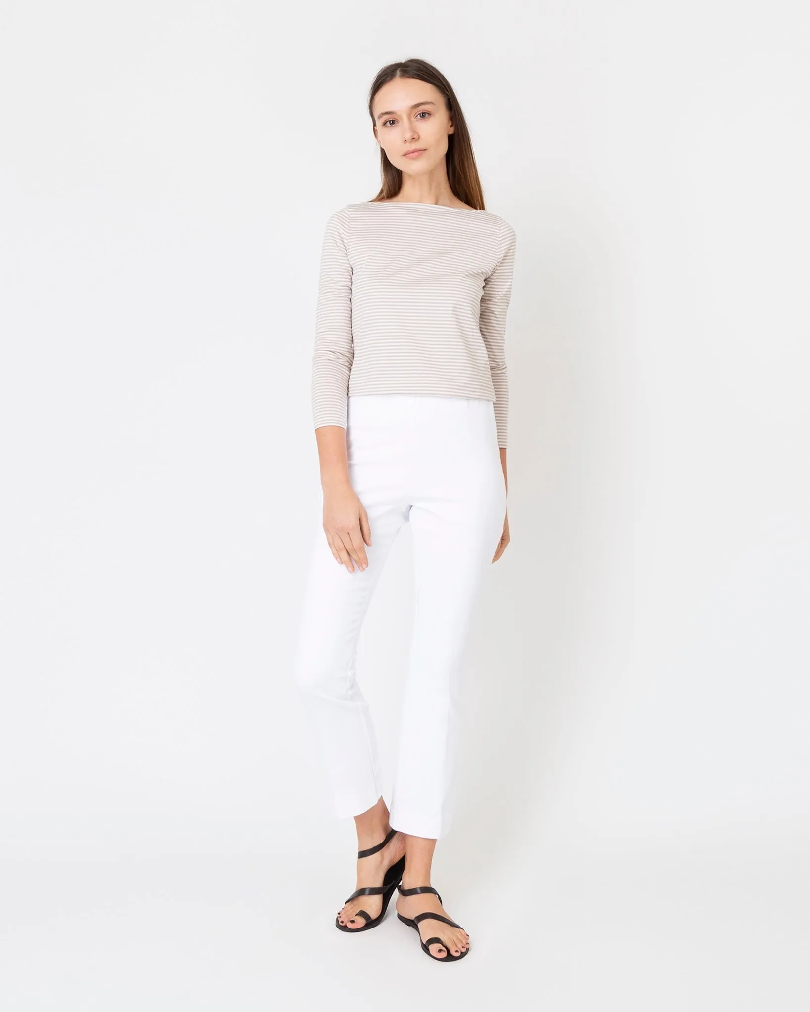 Ann Mashburn Faye Flare Garmet Dyed Stretch Twill White