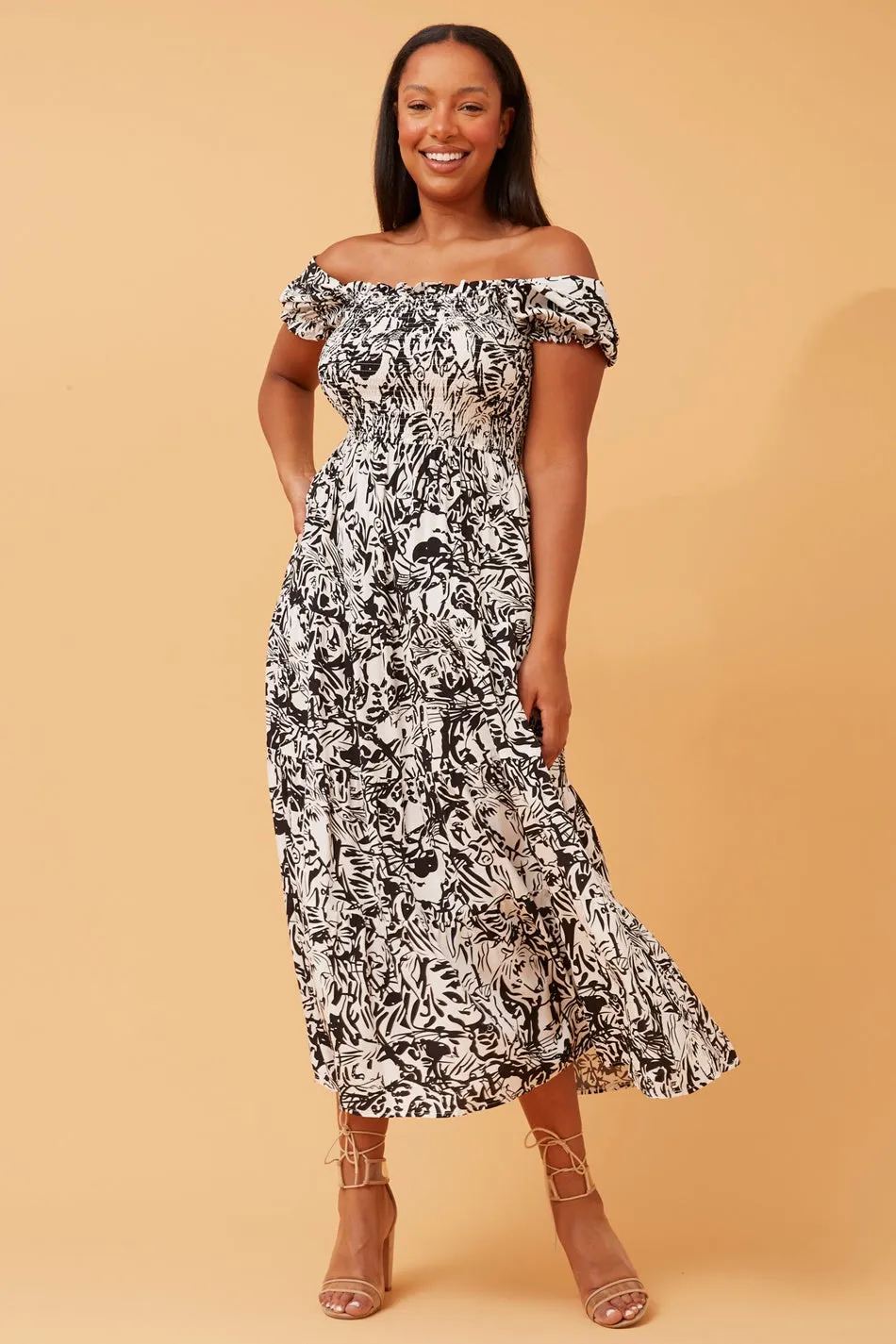 ASHTON ABSTRACT PRINT MAXI DRESS