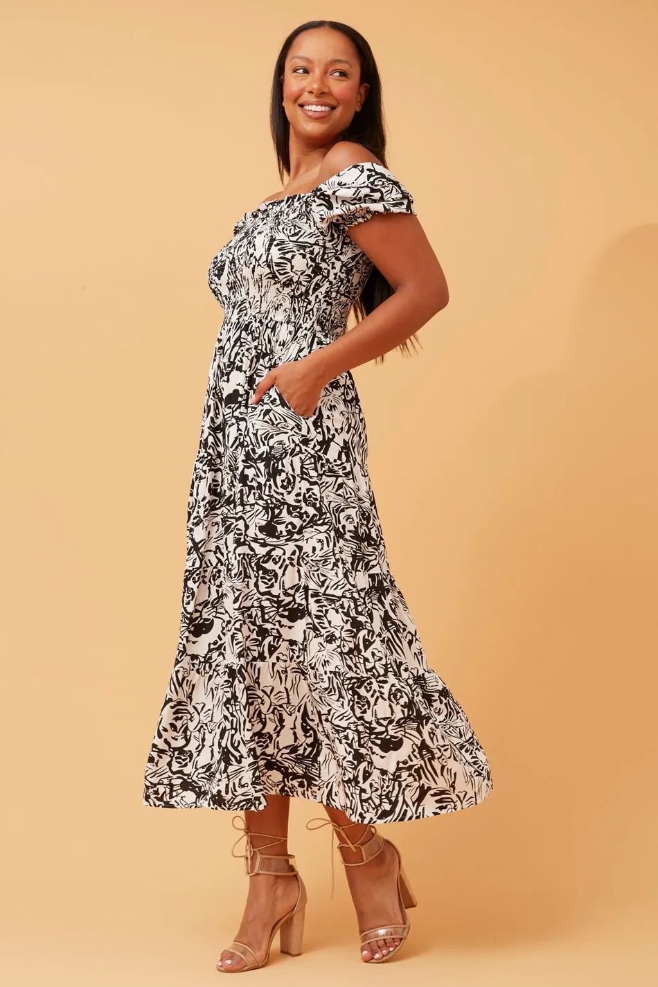 ASHTON ABSTRACT PRINT MAXI DRESS