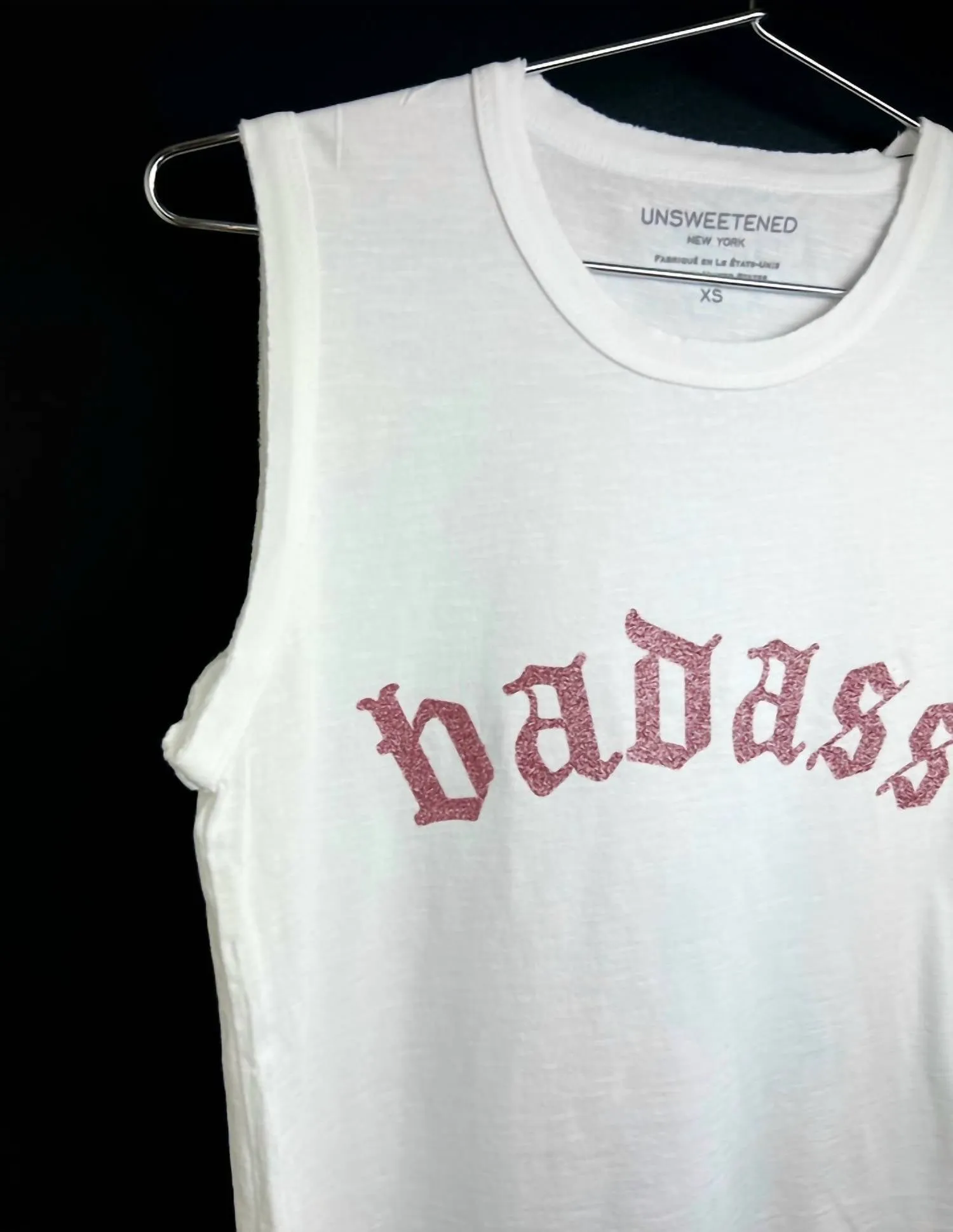 'badass' Muscle Tank In White/pink