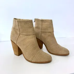 Beige Denim Boots