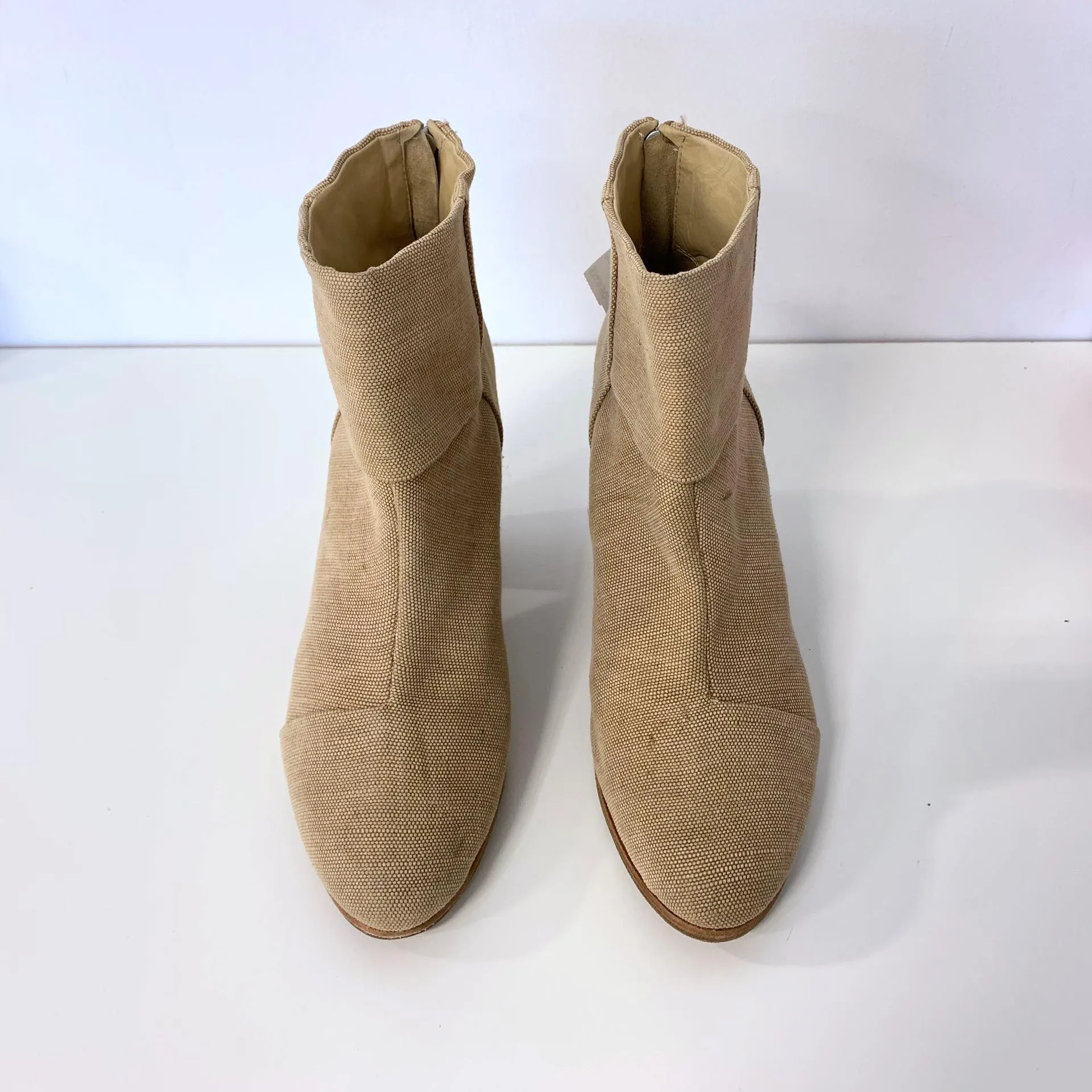 Beige Denim Boots