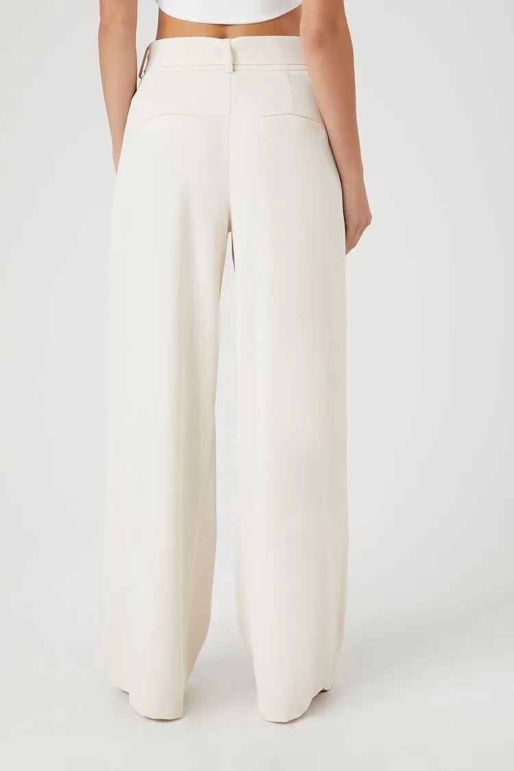 Belted Pleated Wide-Leg Pants