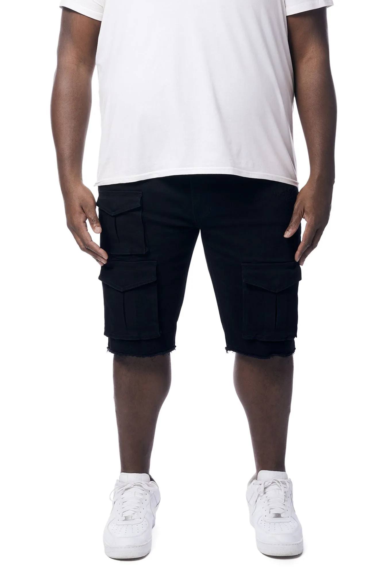 Big and Tall - Rip & Repair Cargo Jean Shorts - Jet Black