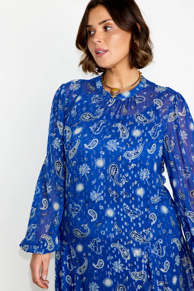 Blue Running Wild Paisley Bibi Dress