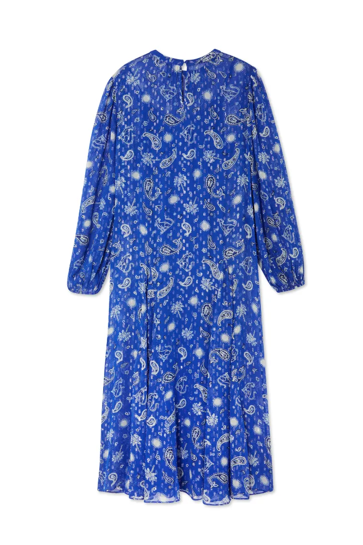 Blue Running Wild Paisley Bibi Dress