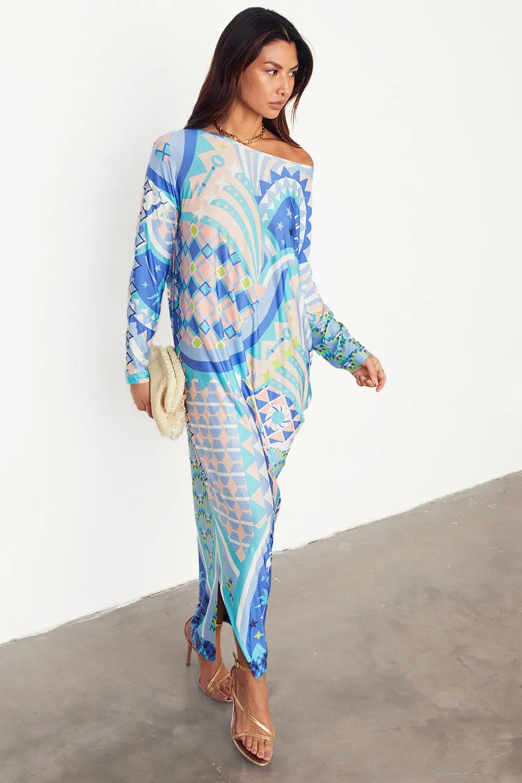 Stunning Blue Tropical Lagoon Jem Maxi Dress - Ideal for Beach Getaways and Summer Events