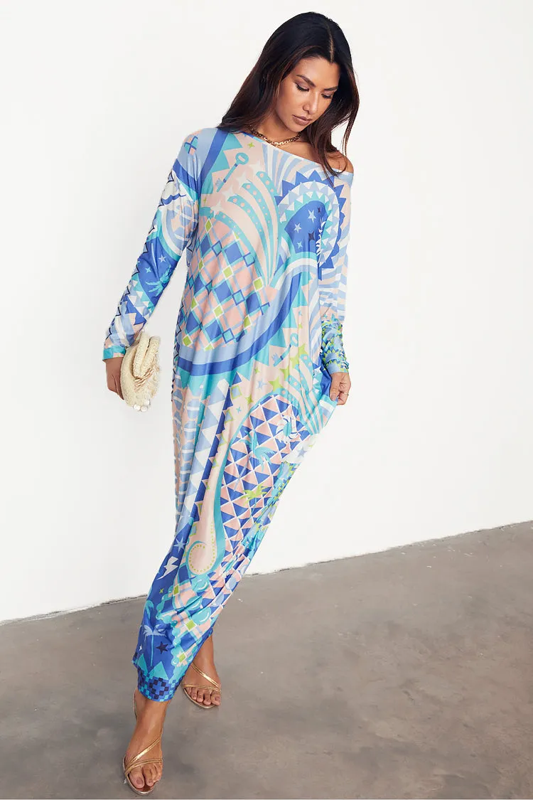 Stunning Blue Tropical Lagoon Jem Maxi Dress - Ideal for Beach Getaways and Summer Events