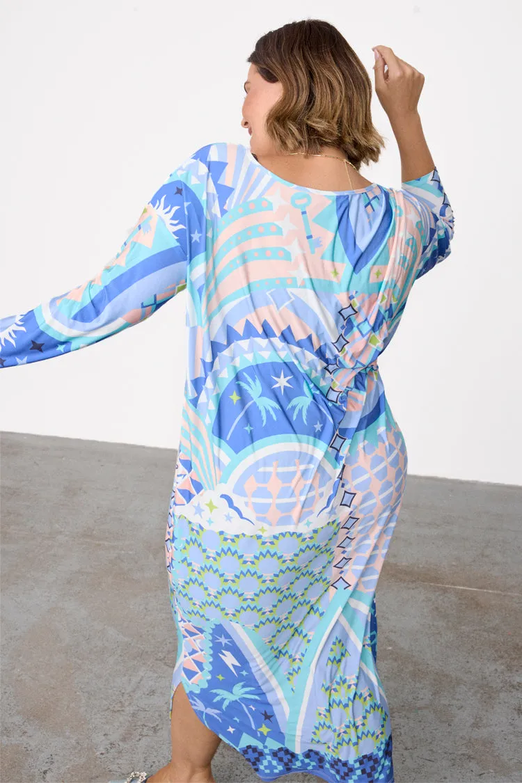 Stunning Blue Tropical Lagoon Jem Maxi Dress - Ideal for Beach Getaways and Summer Events