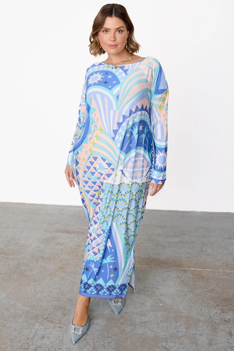 Stunning Blue Tropical Lagoon Jem Maxi Dress - Ideal for Beach Getaways and Summer Events