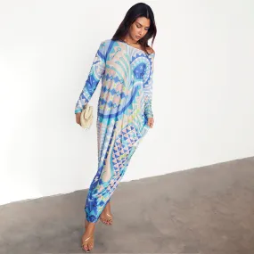 Stunning Blue Tropical Lagoon Jem Maxi Dress - Ideal for Beach Getaways and Summer Events