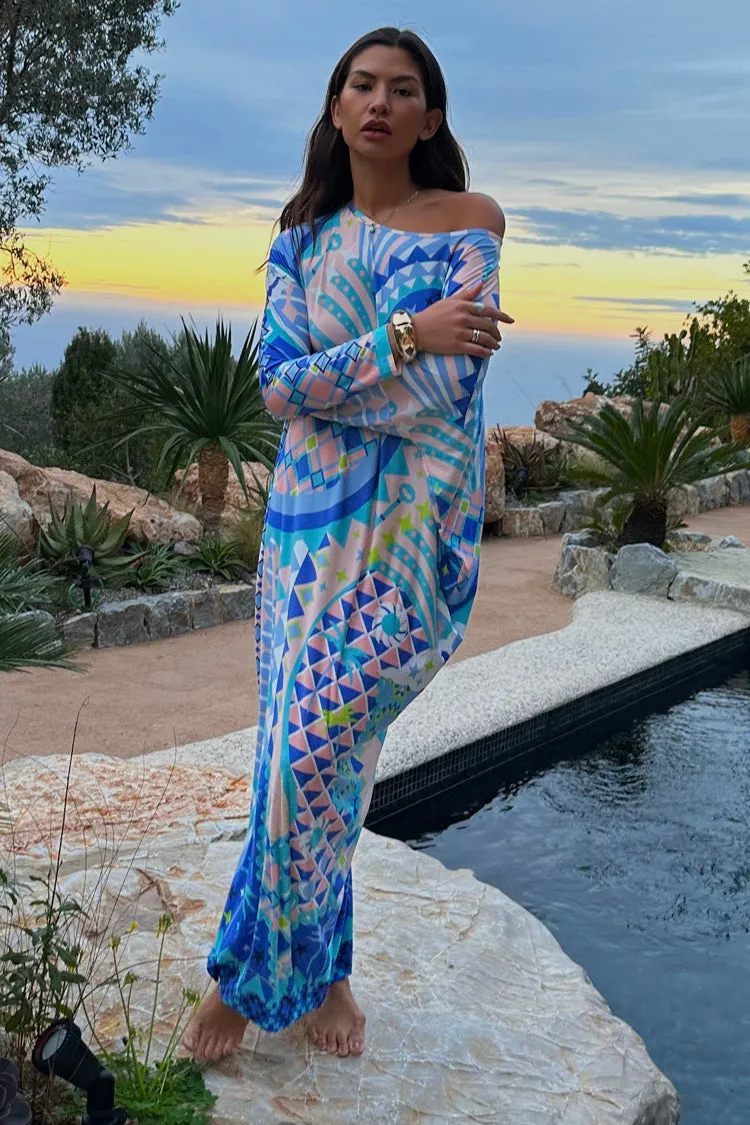 Stunning Blue Tropical Lagoon Jem Maxi Dress - Ideal for Beach Getaways and Summer Events