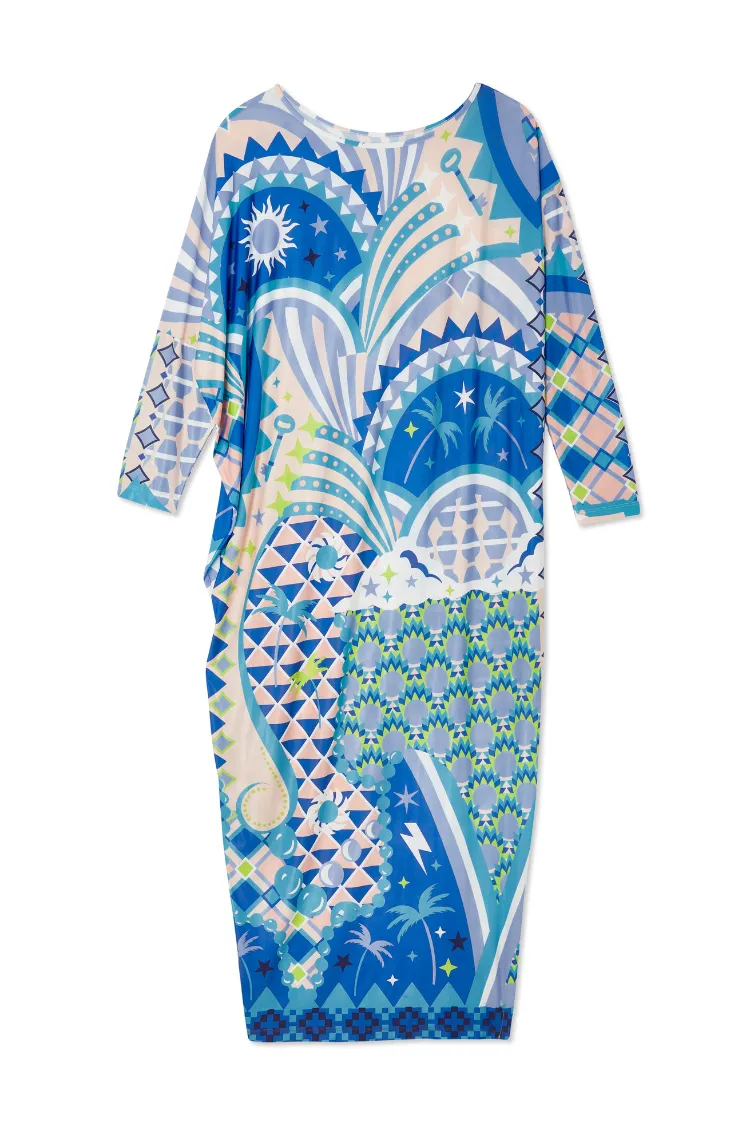 Stunning Blue Tropical Lagoon Jem Maxi Dress - Ideal for Beach Getaways and Summer Events