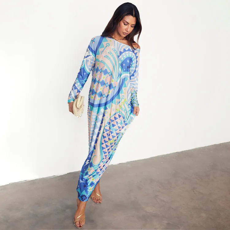 Stunning Blue Tropical Lagoon Jem Maxi Dress - Ideal for Beach Getaways and Summer Events