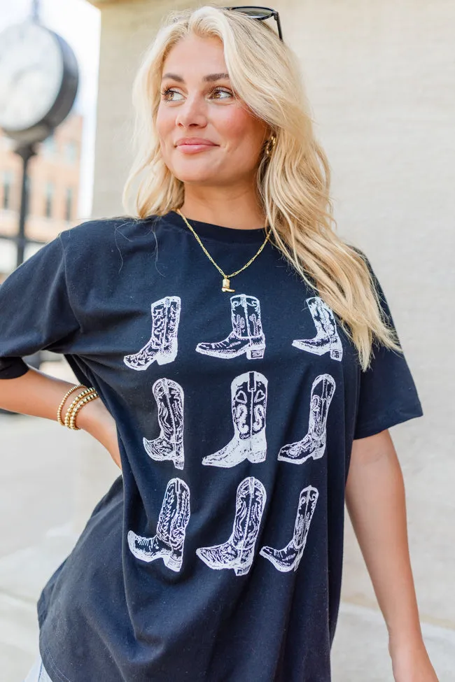 Boots Black Oversized Graphic Tee