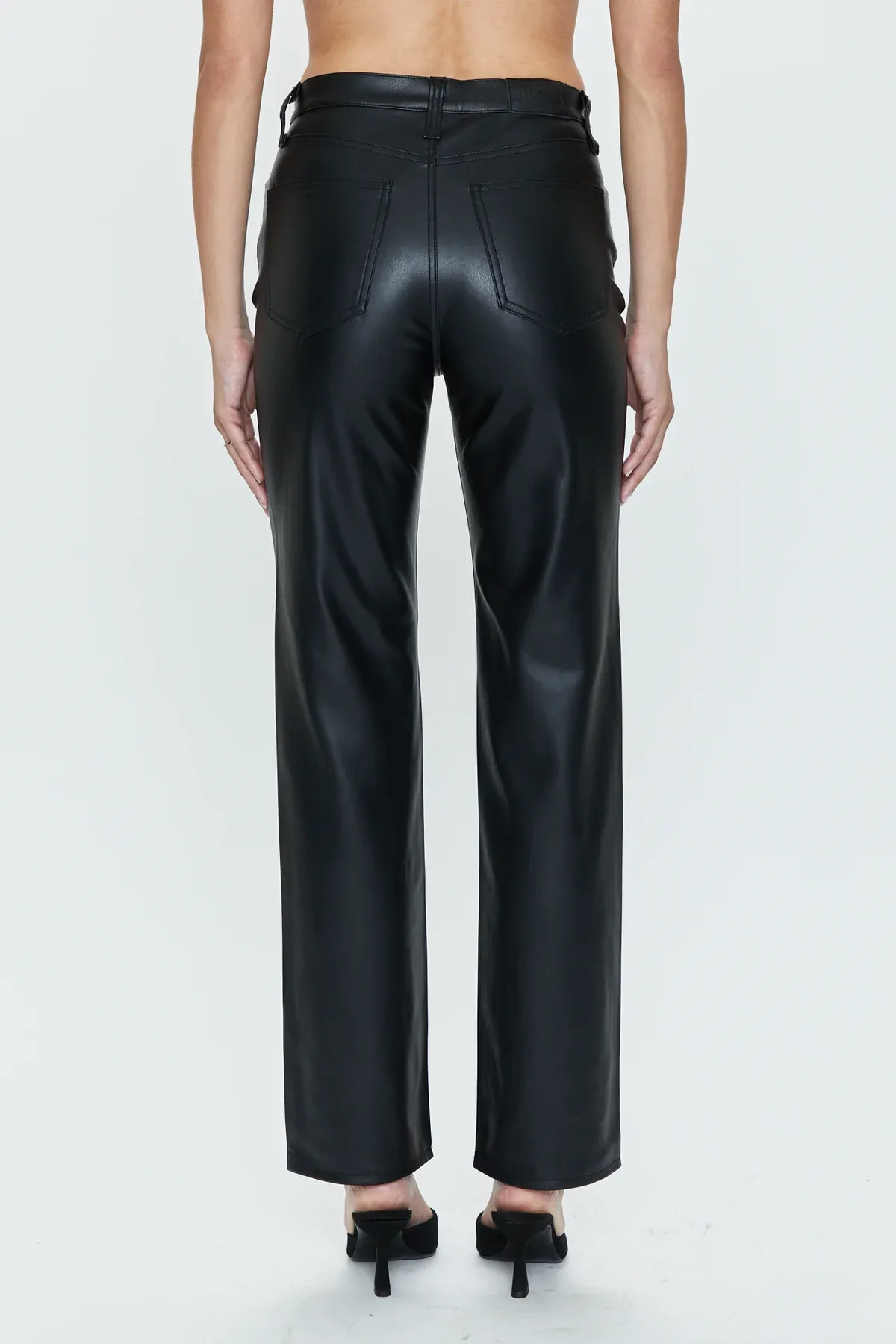 Cassie Vegan Leather High Waisted Straight Leg Jeans