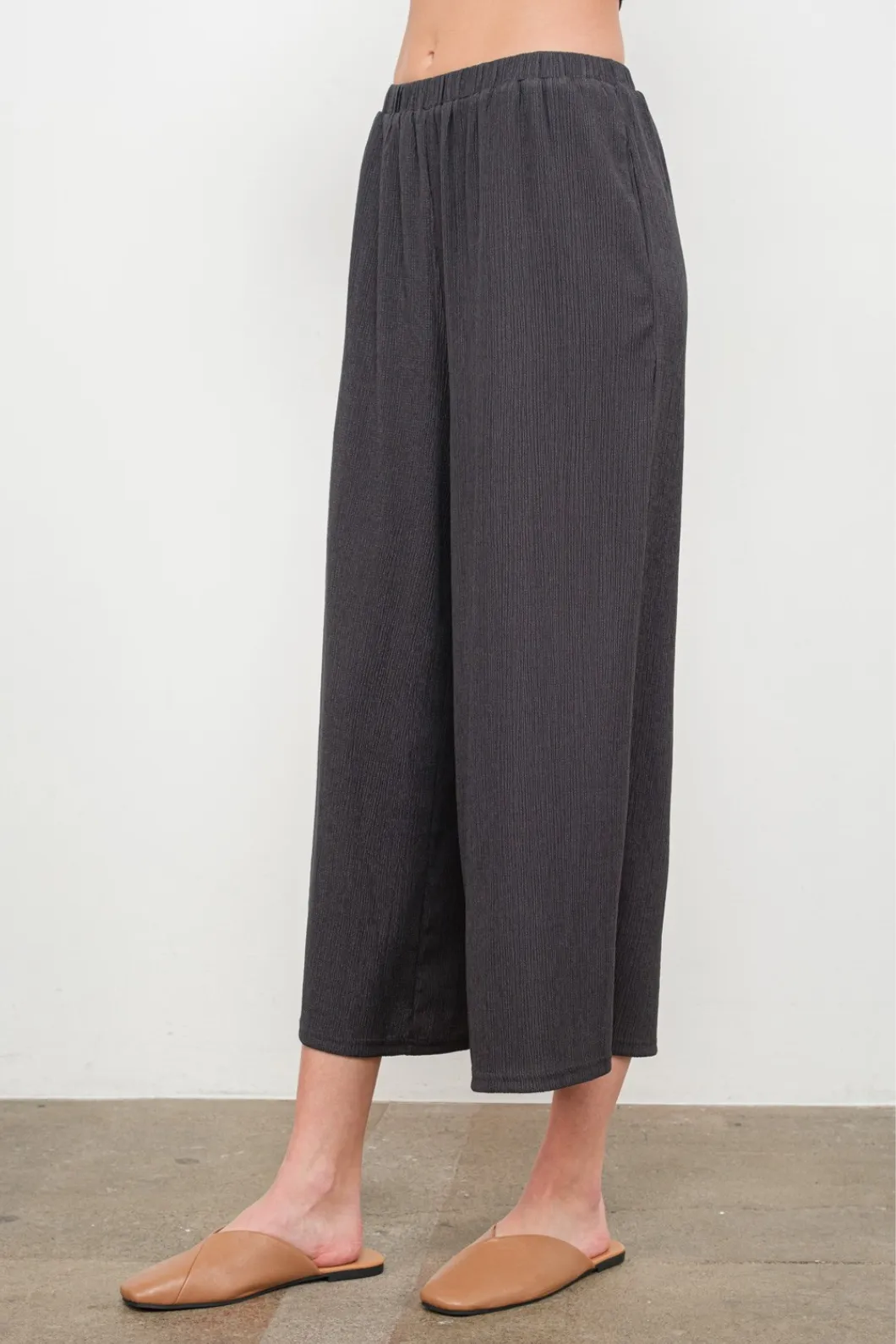 Charcoal Crinkled Pants