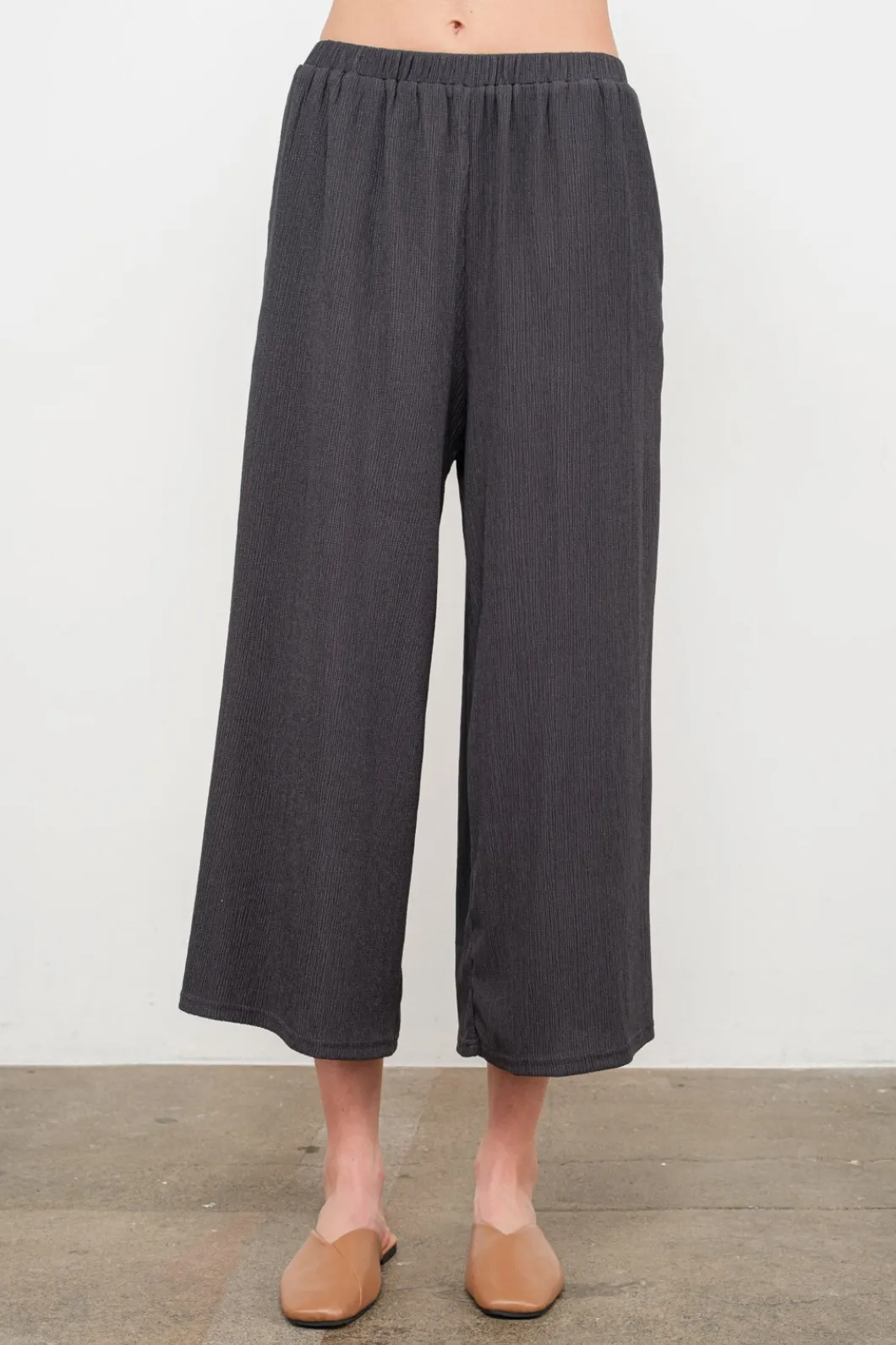 Charcoal Crinkled Pants