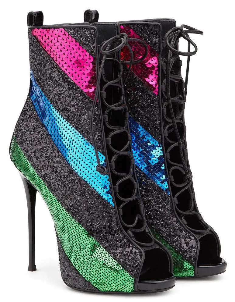 'Chloe' Glitter Ankle Boots