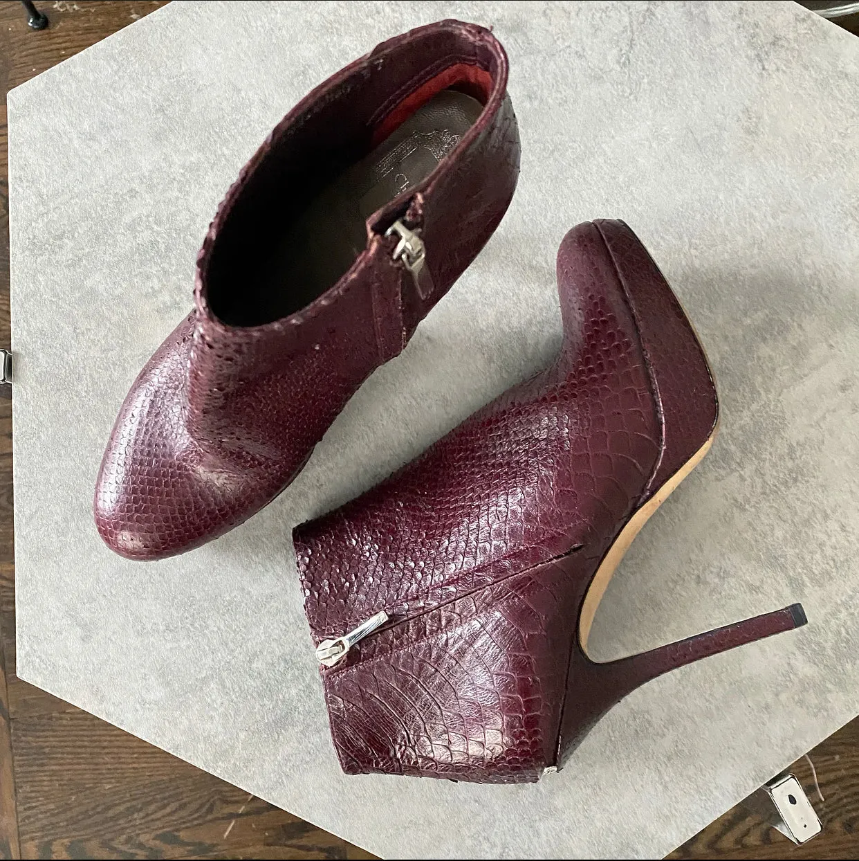 Christian Dior Burgundy Exotic Ankle Boots - 37