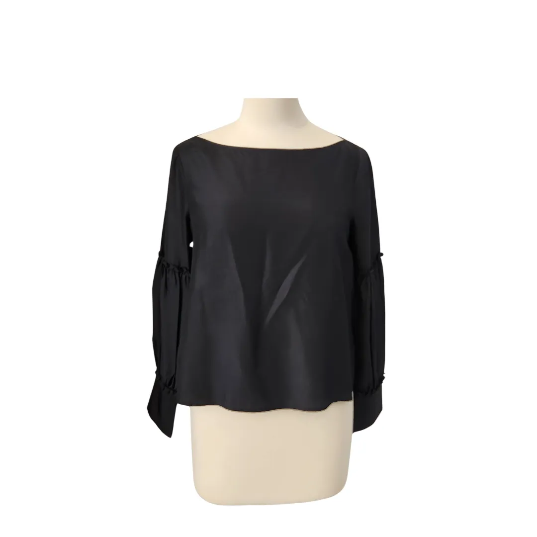 Club Monaco Black 100% Silk Blouse | Pre Loved |