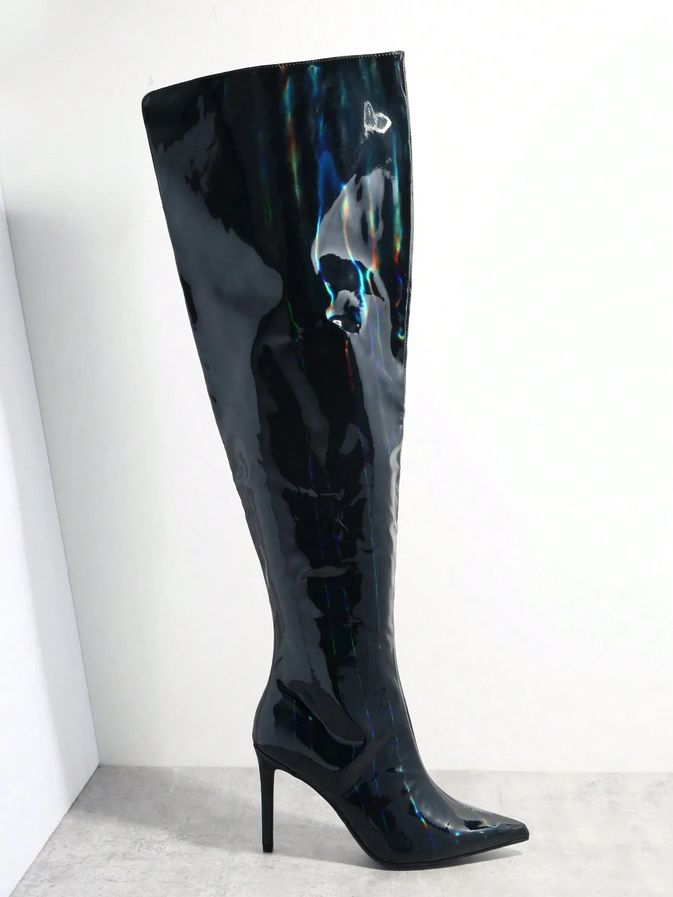 Faux Leather Thigh High Boots