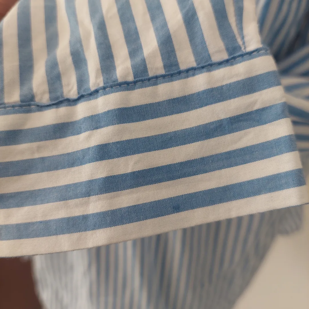 FB Sister Blue & White Striped with Patches Collared Shirt | Gently used |