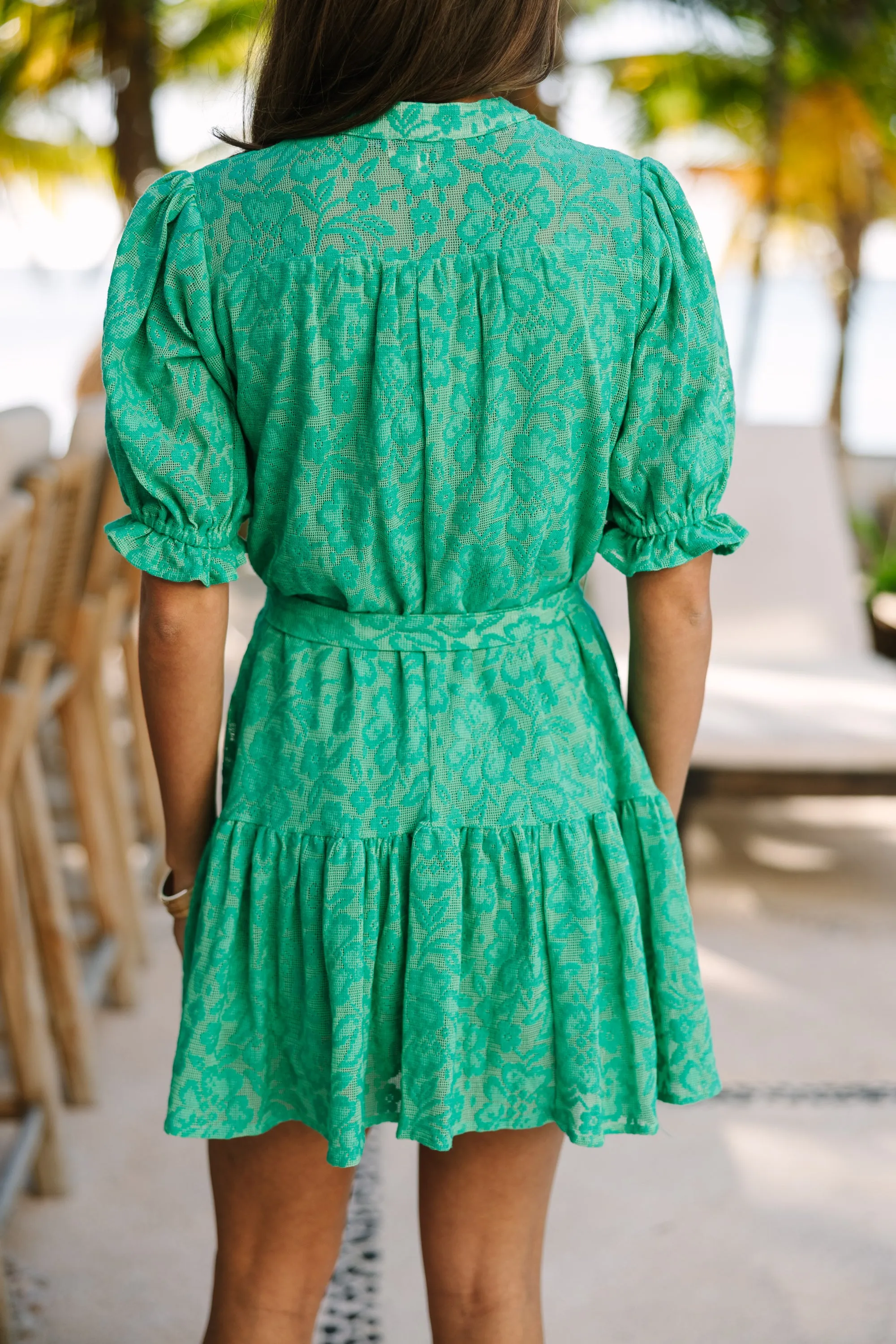 Find Your Voice Jade Green Lace Dress