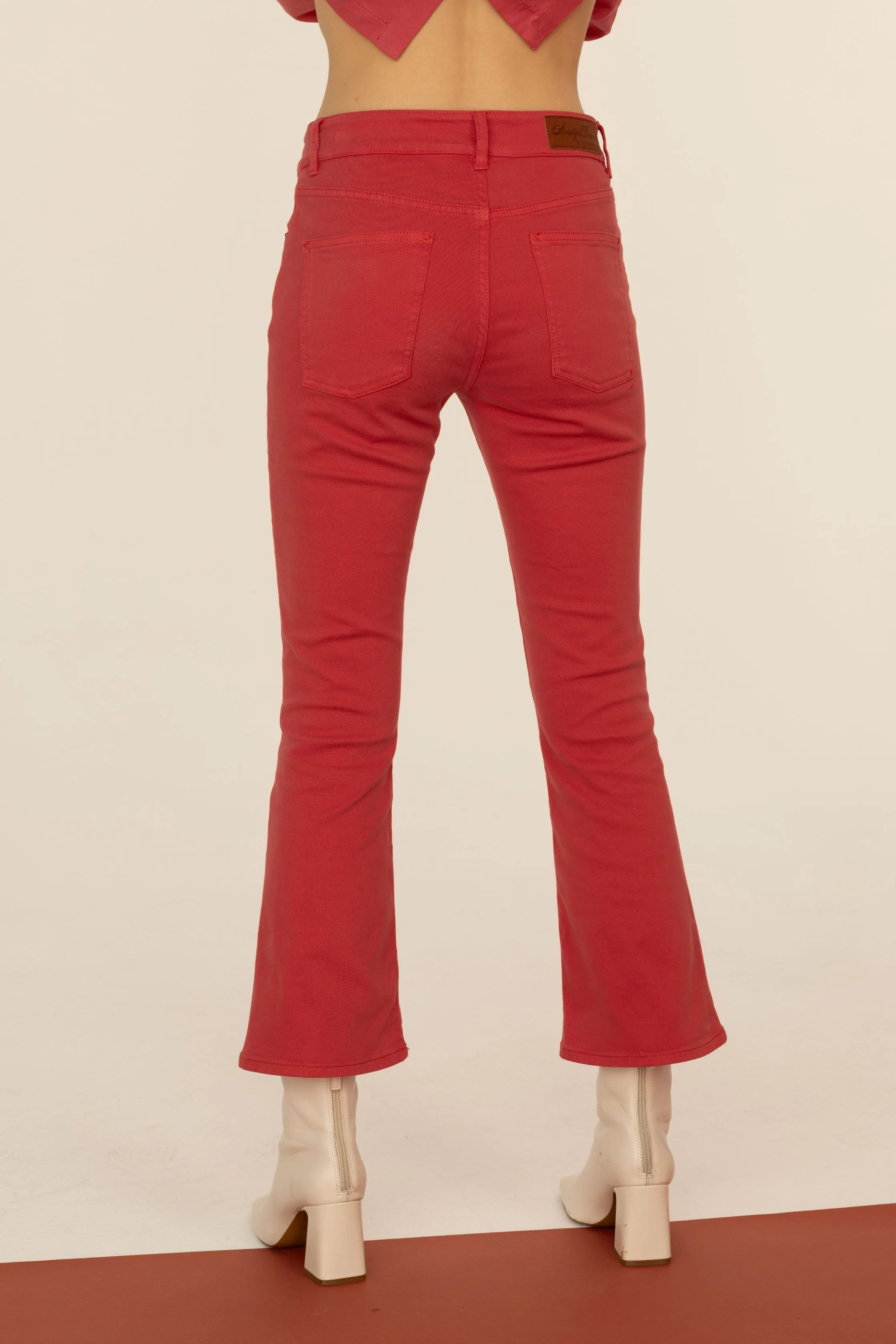 Five-Pocket Pants with Flared Leg Garment Dyed 08CU 3821