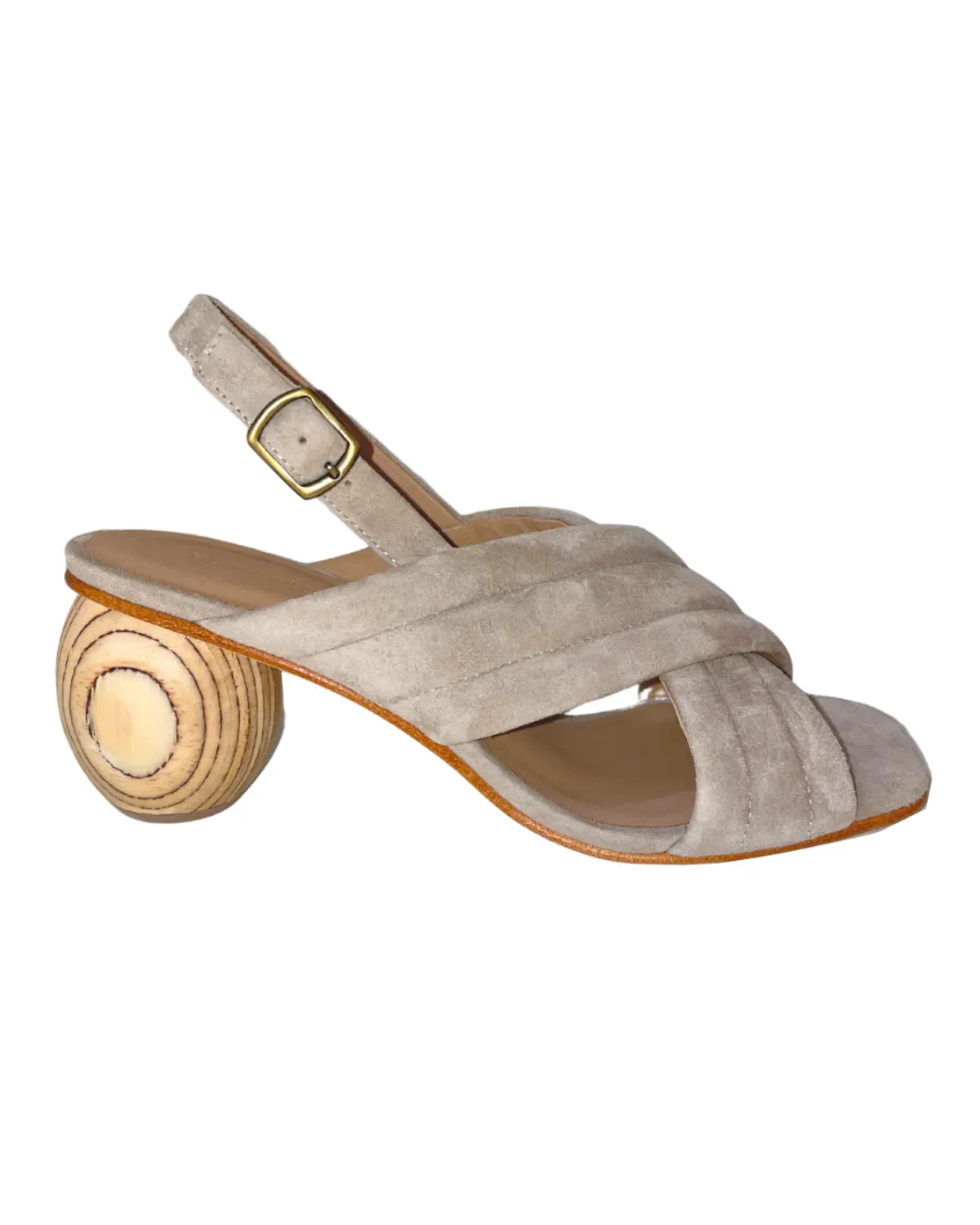 Franny Heeled Sandal (Stone Suede)