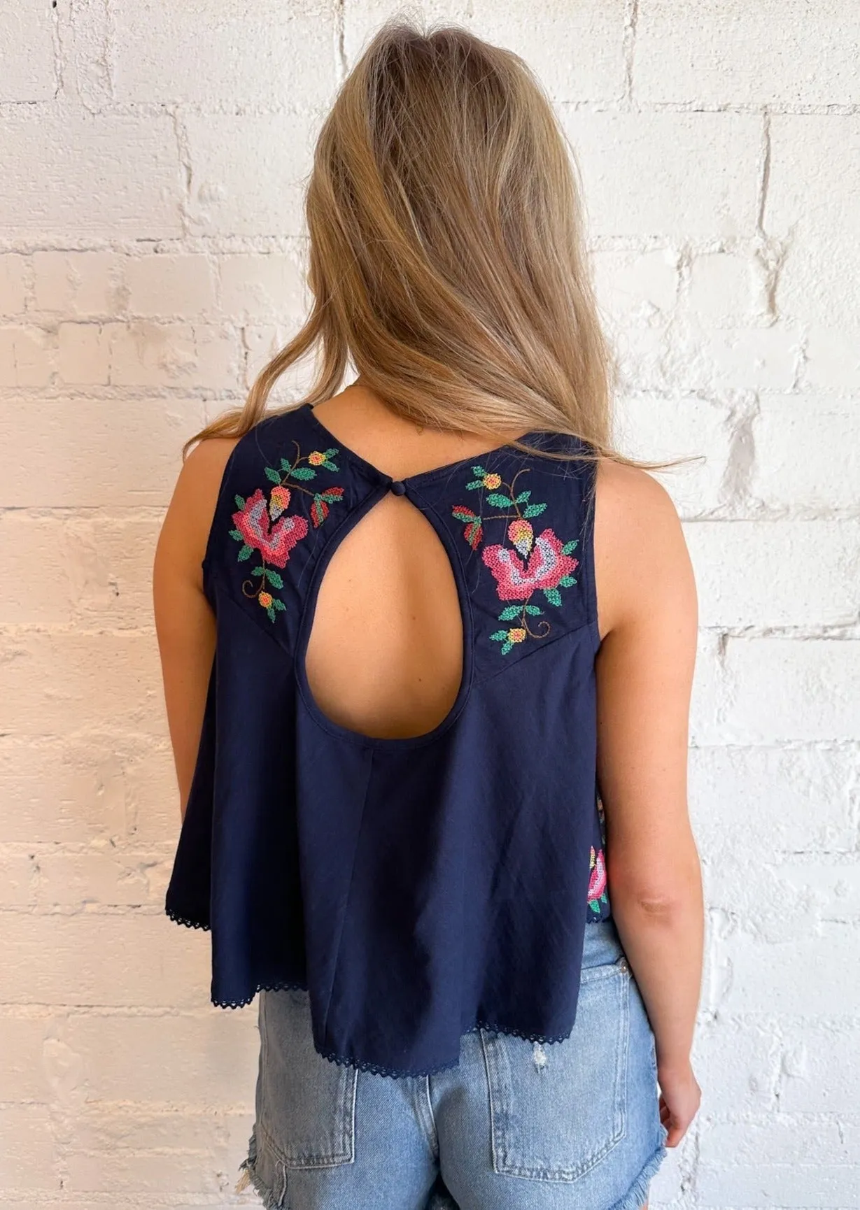 Free People Fun & Flirty Embroidered Top