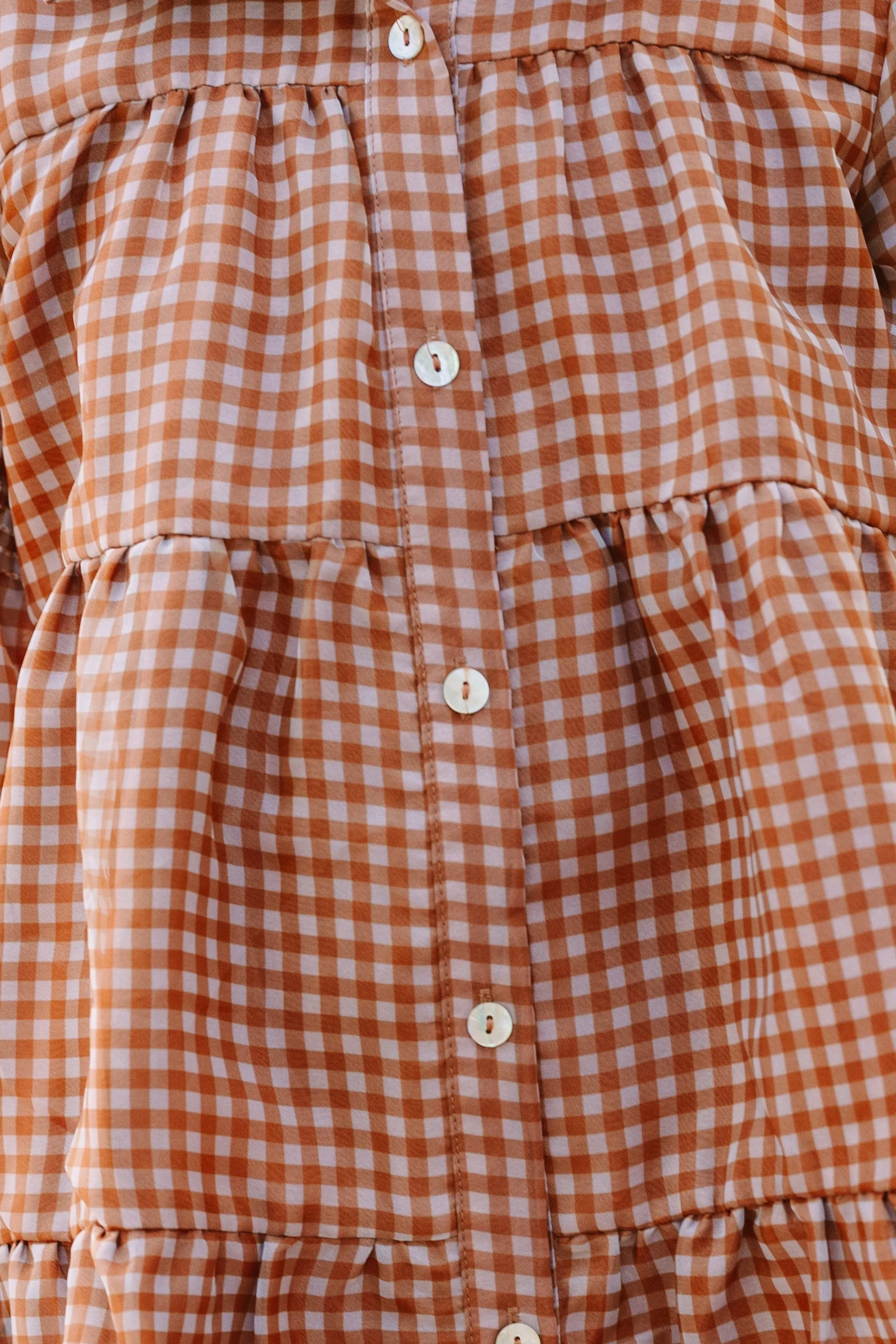 Girls: Take The Leap Butterscotch Brown Plaid Dress