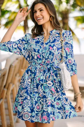 Give Your All Blue Floral Dress