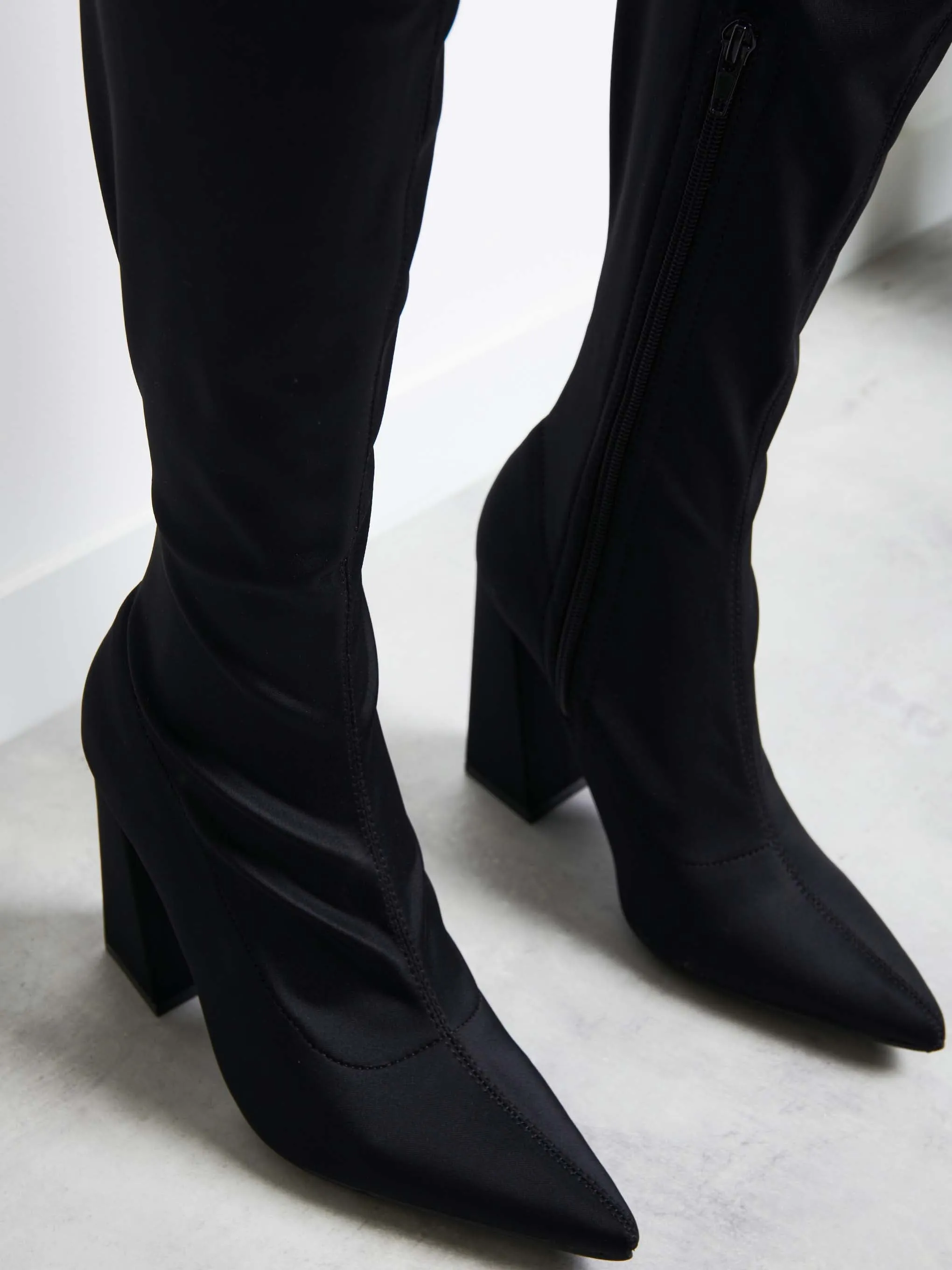 Glamorous Black Knee High Boots