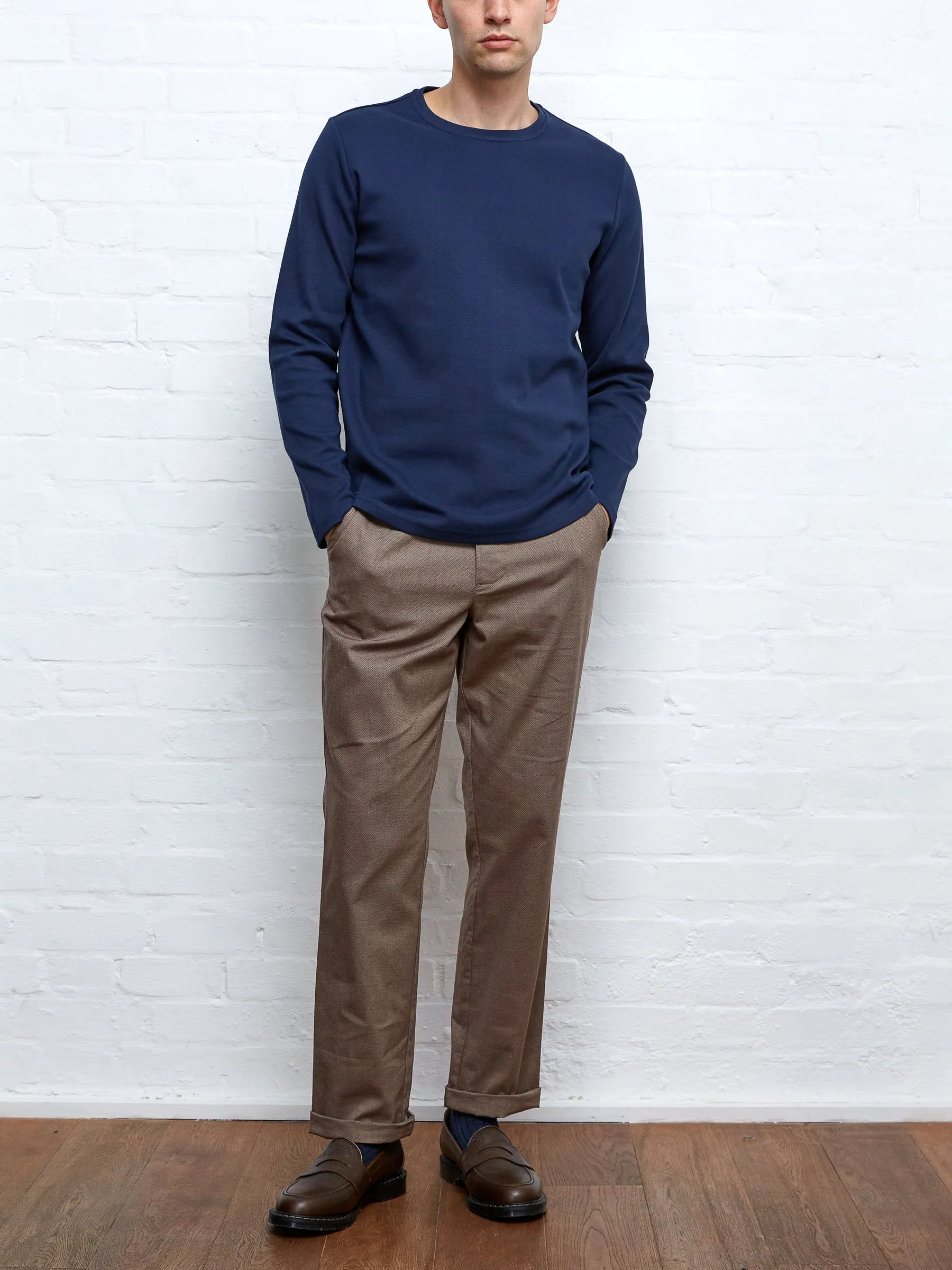 Heavy Long Sleeve Plain T-Shirt Tavistock Navy