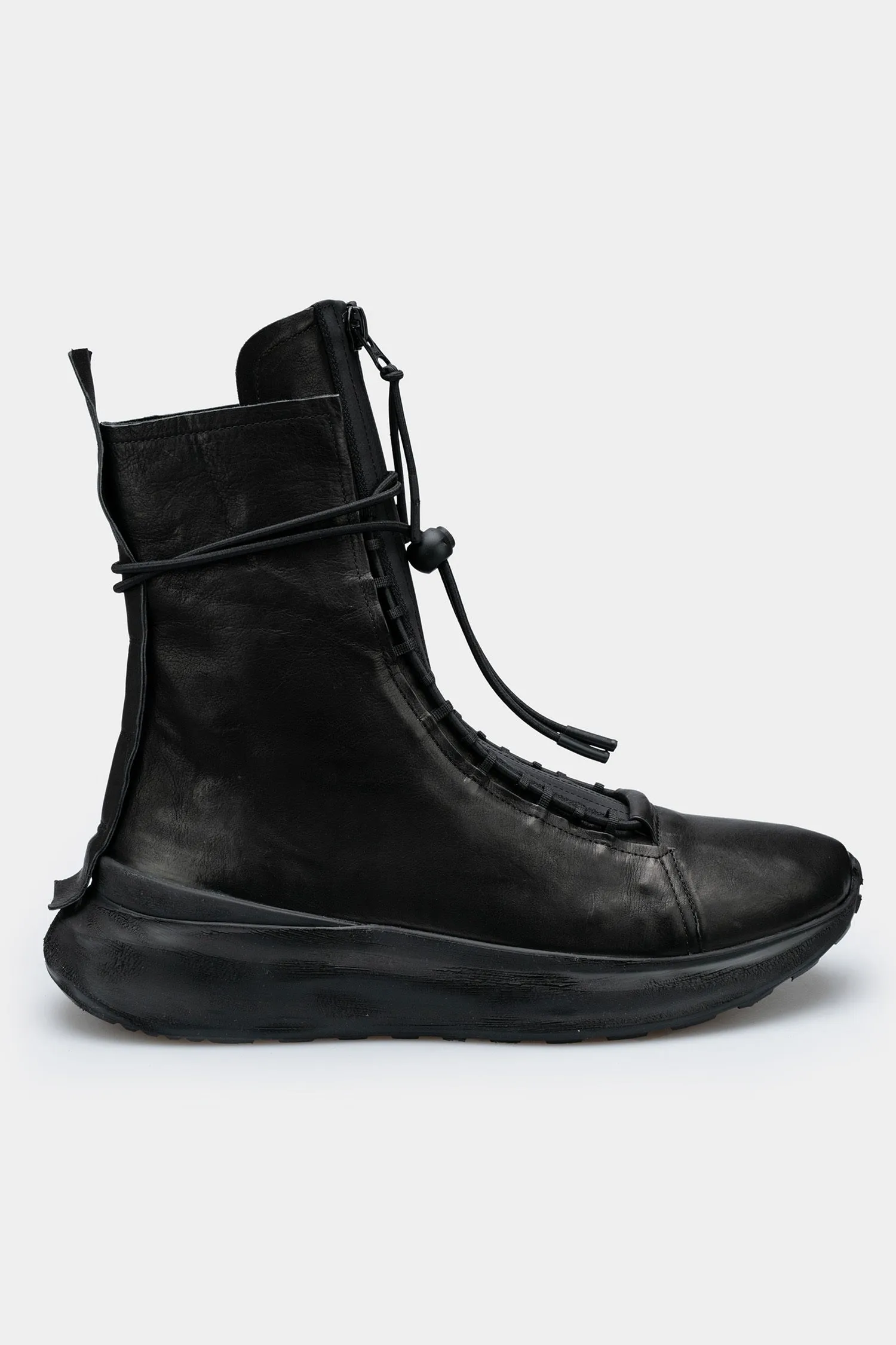 High top laced leather boots