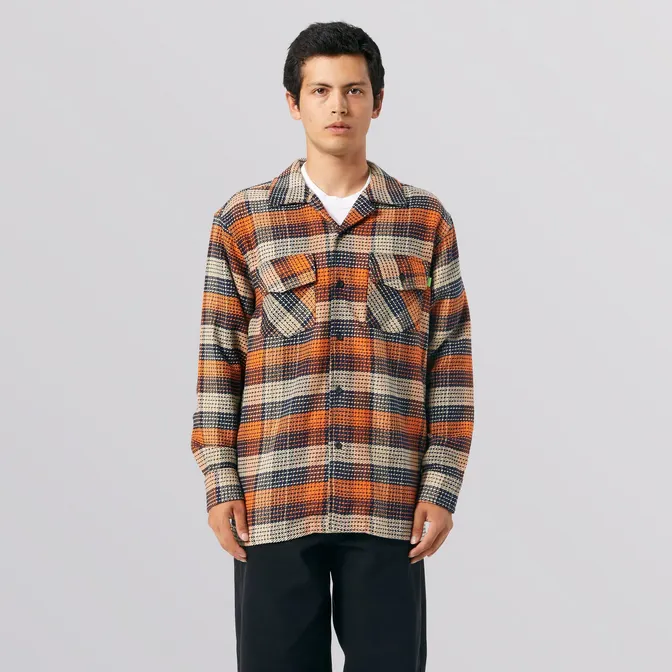 Huf Unisex checked flannel shirt with pink Smash BU00168 embroidery 