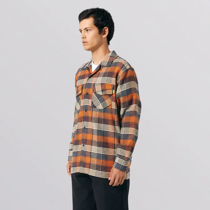 Huf Unisex checked flannel shirt with pink Smash BU00168 embroidery 