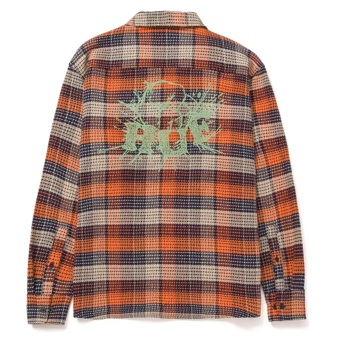 Huf Unisex checked flannel shirt with pink Smash BU00168 embroidery 