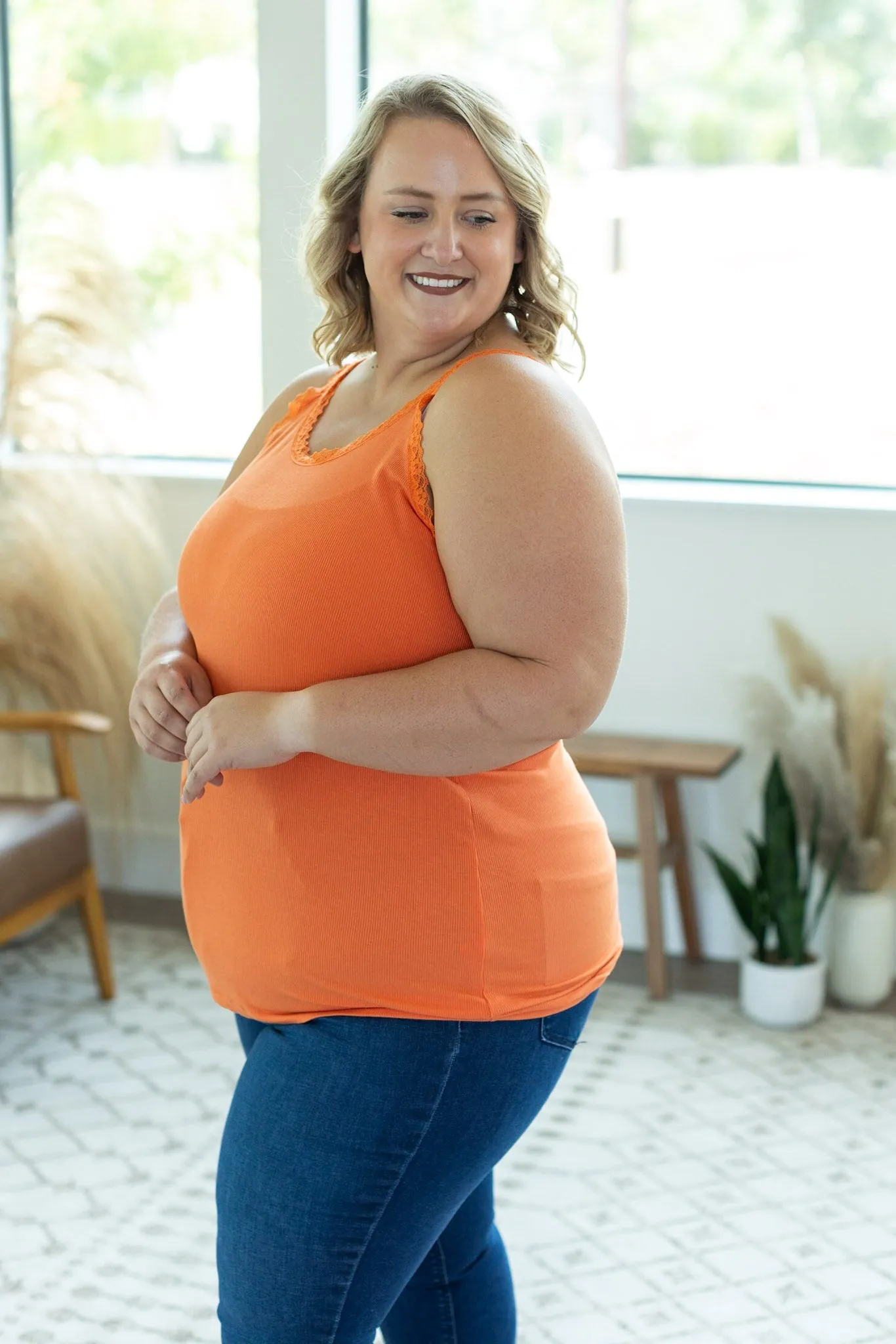 IN STOCK Lexi Lace Tank - Orange